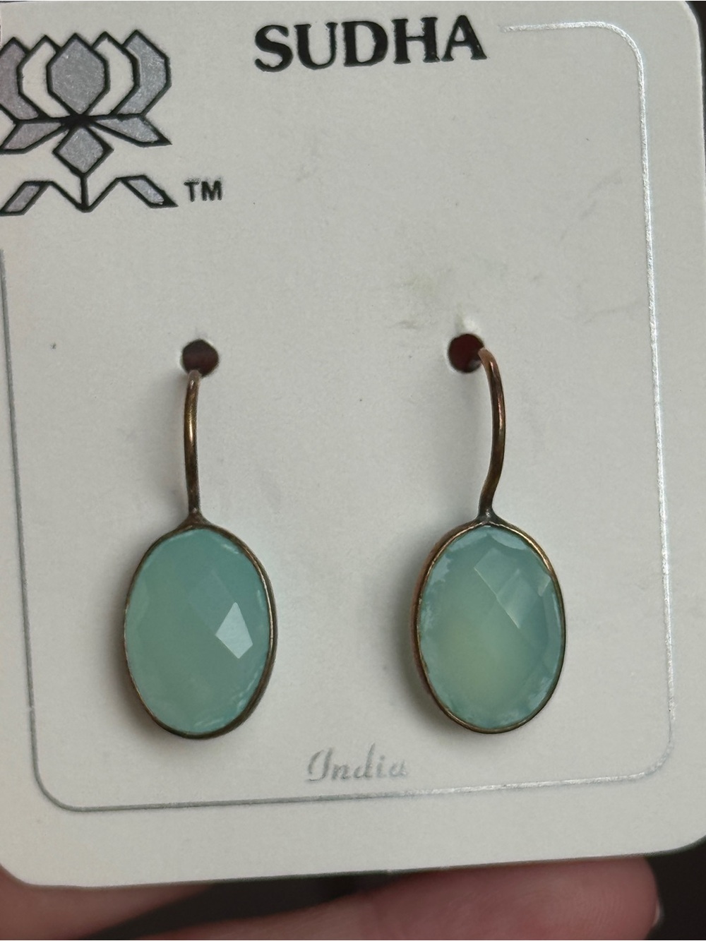 Gold in color Teardrop Chalcedony Bracelet - Pale Aqua - Picture 8 of 9